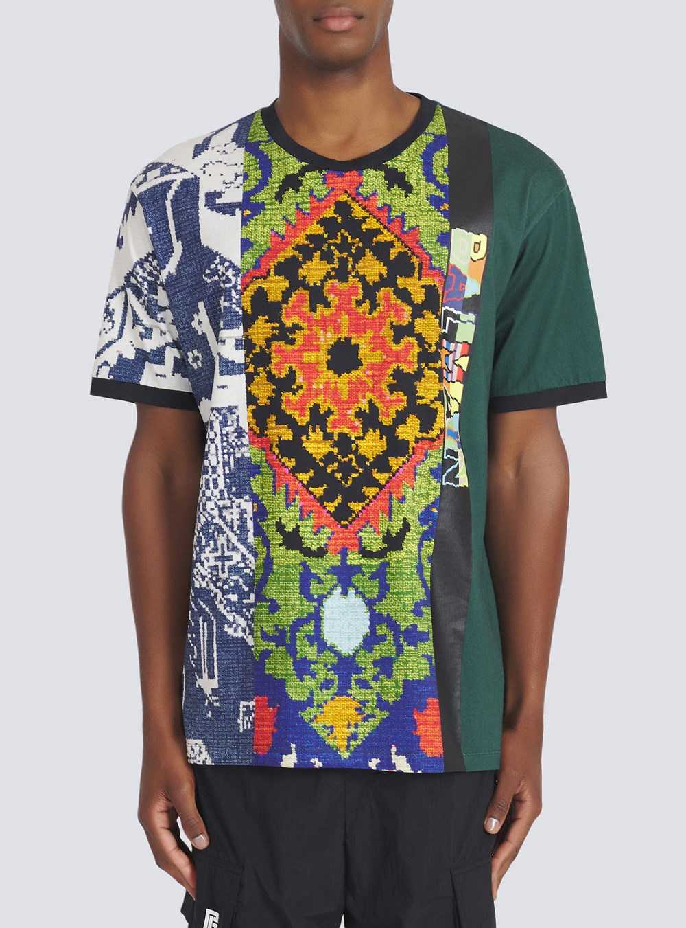 Balmain Printed Oversized Cotton T-shirt Multicolor | PAHRQKV-53