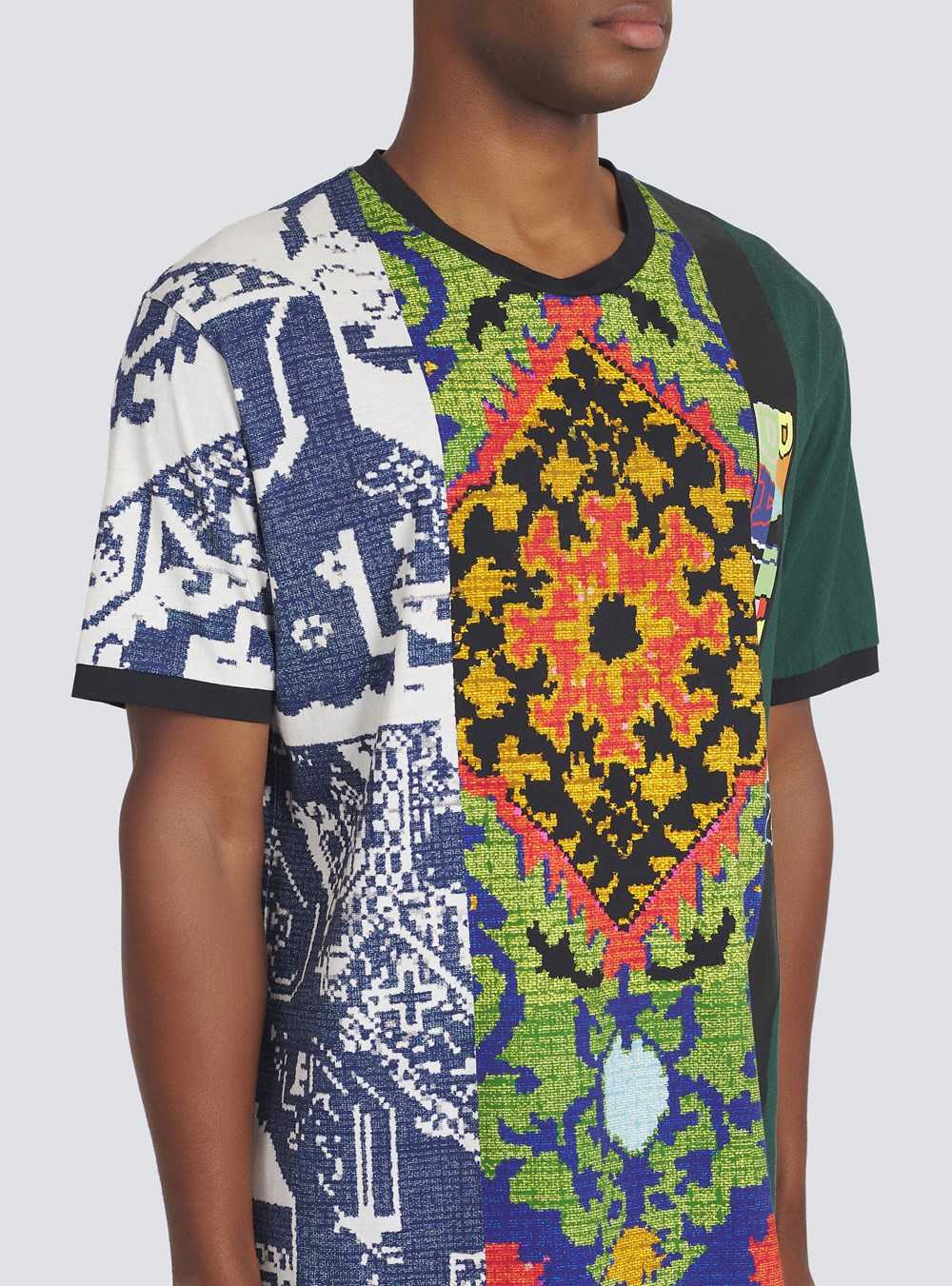 Balmain Printed Oversized Cotton T-shirt Multicolor | PAHRQKV-53