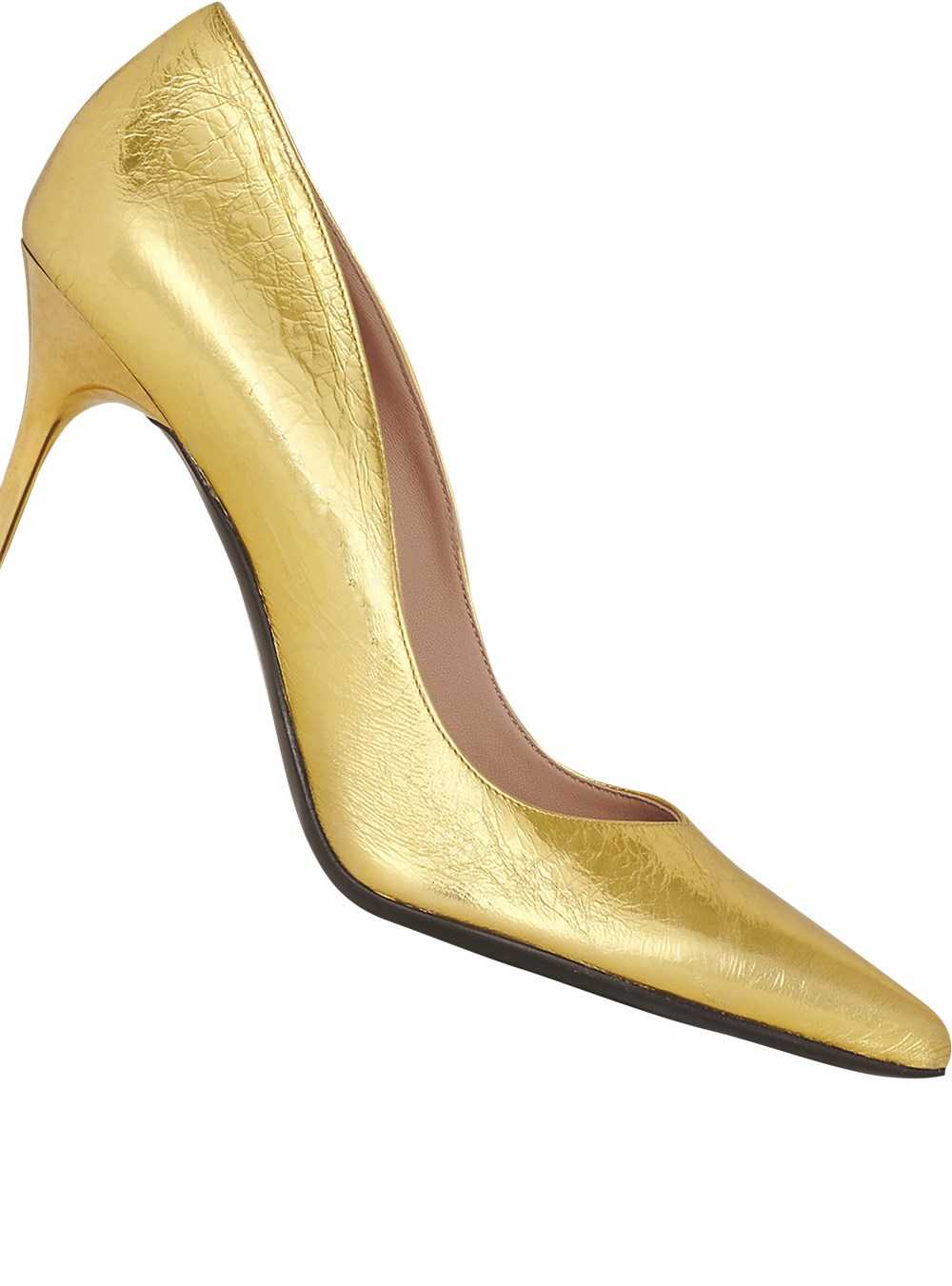 Balmain Pumps Ruby Craquele Metallic Leather Gold | QXVWTHE-58