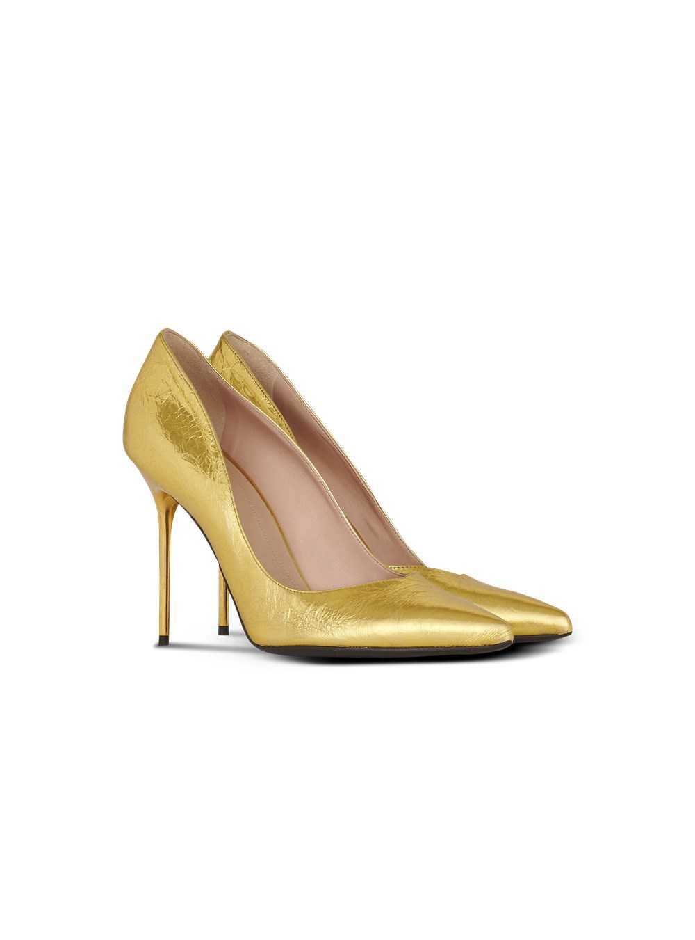 Balmain Pumps Ruby Craquele Metallic Leather Gold | QXVWTHE-58