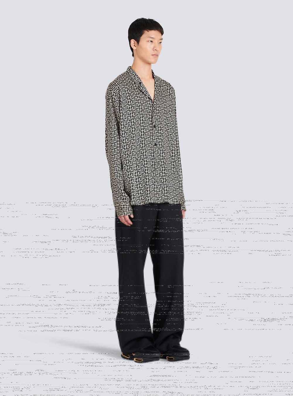 Balmain Pyjama Shirt With Balmain Monogram Print Black | FEKWNLO-97