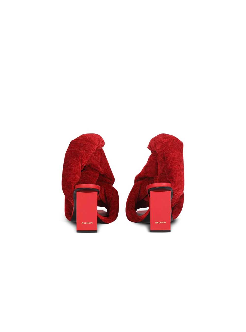 Balmain Quilted Chenille Velvet Ulla Sandals Red | OXPASYE-85