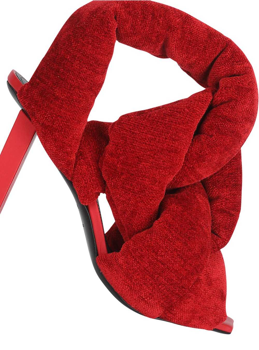 Balmain Quilted Chenille Velvet Ulla Sandals Red | OXPASYE-85