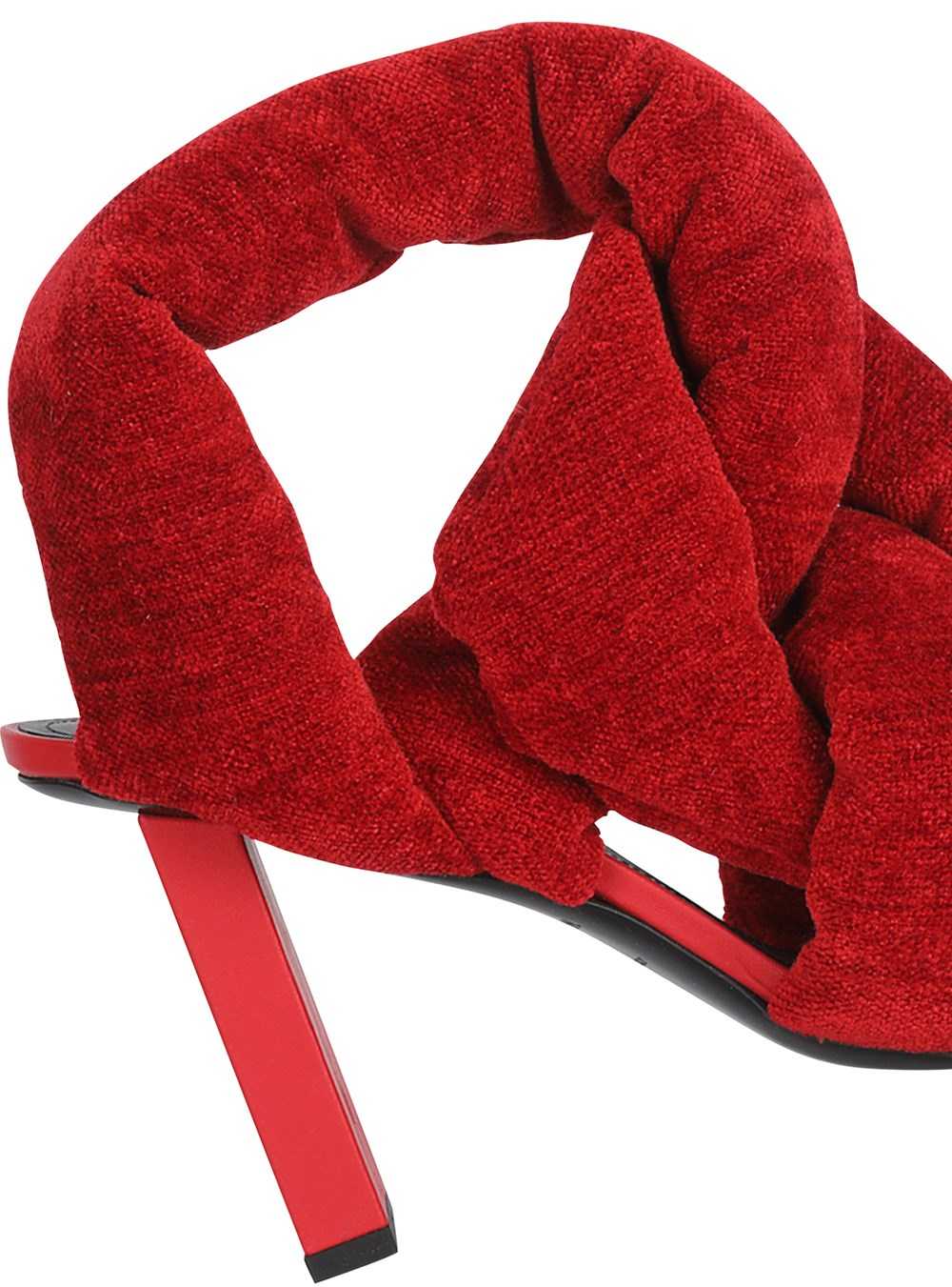 Balmain Quilted Chenille Velvet Ulla Sandals Red | OXPASYE-85