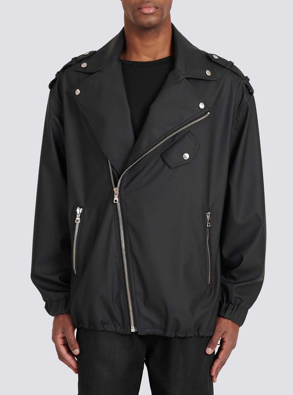 Balmain Quilted Faux Leather Biker Jacket Black | MZIBCRU-19