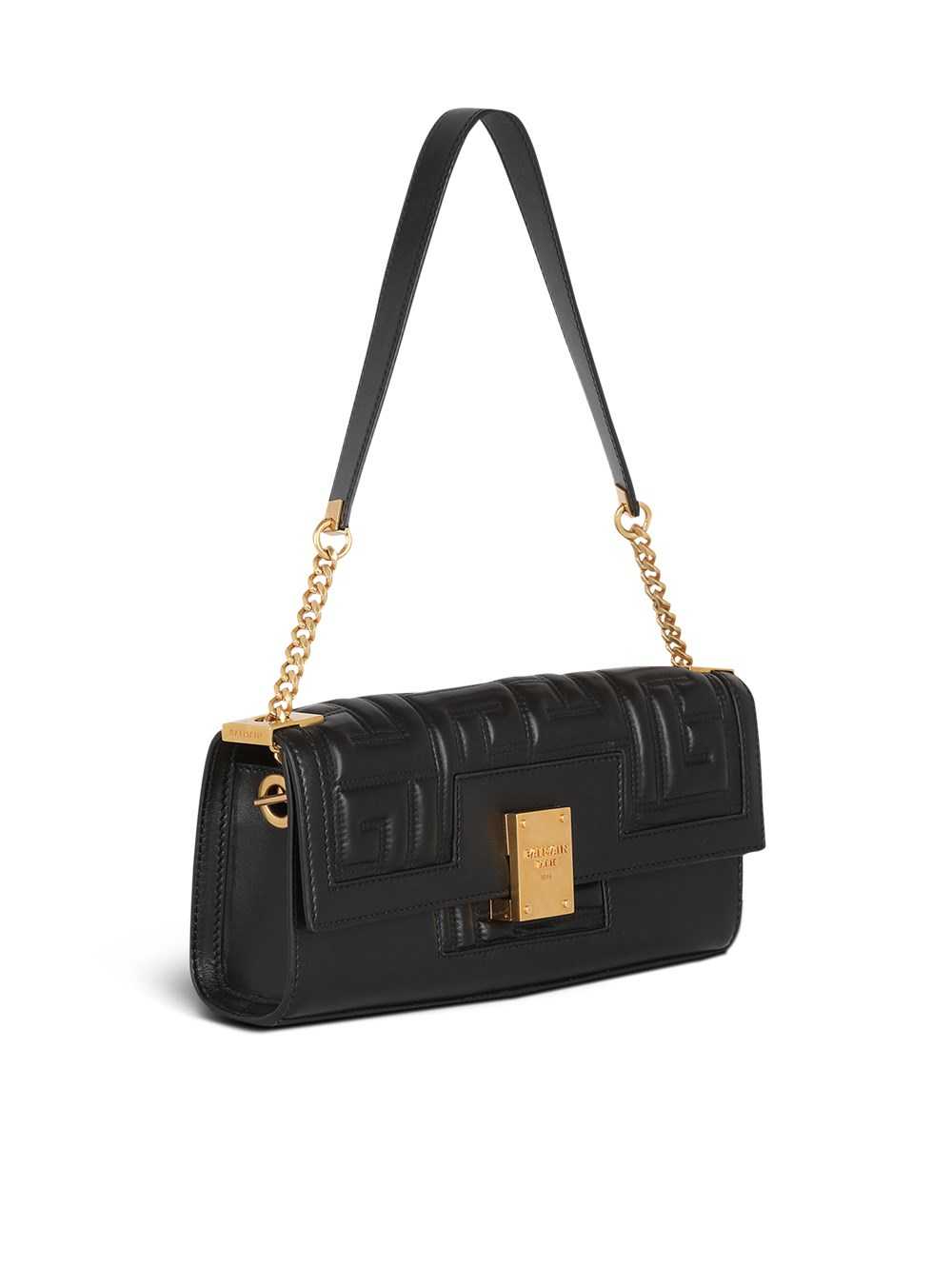 Balmain Quilted Leather 1945 Clutch Bag Black | JBCIVHE-84