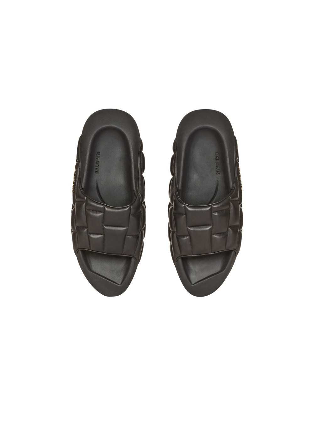 Balmain Quilted Leather B-it Mules Black | PVOFLEG-75