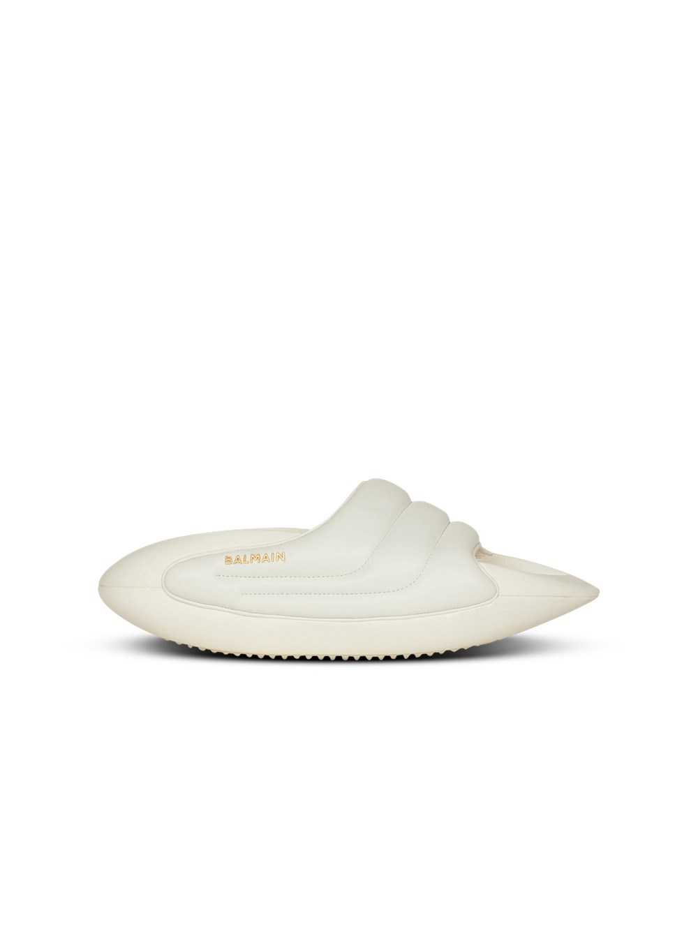 Balmain Quilted Leather B-it Mules White | ORTGAFD-56