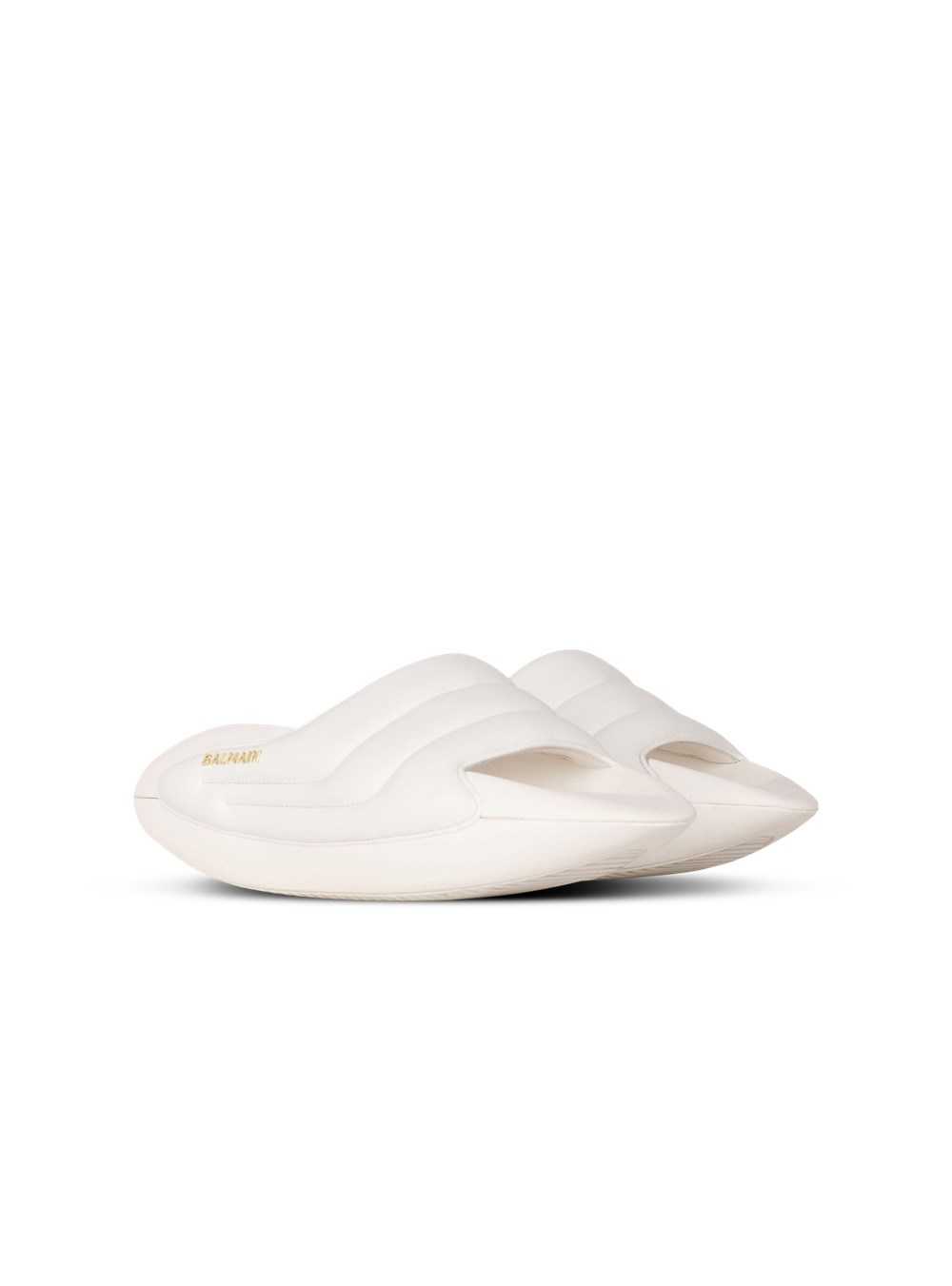 Balmain Quilted Leather B-it Mules White | ZTNQPDX-76