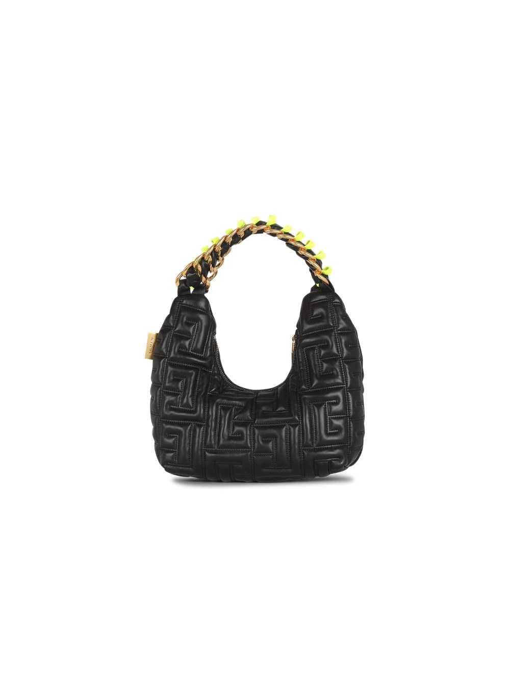 Balmain Quilted Leather Mini Pillow Hobo Bag Black | ADFTPKQ-46