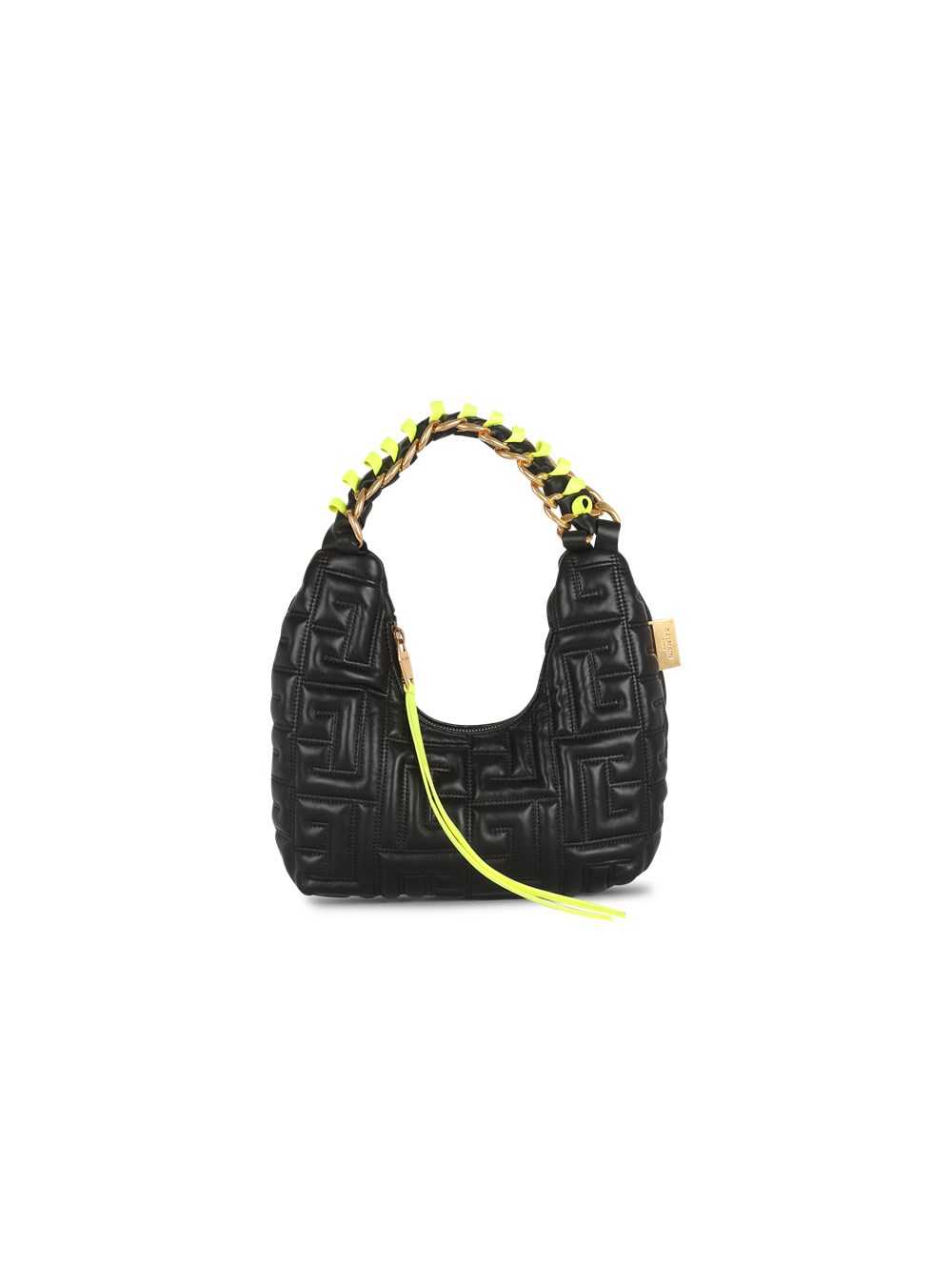 Balmain Quilted Leather Mini Pillow Hobo Bag Black | ADFTPKQ-46