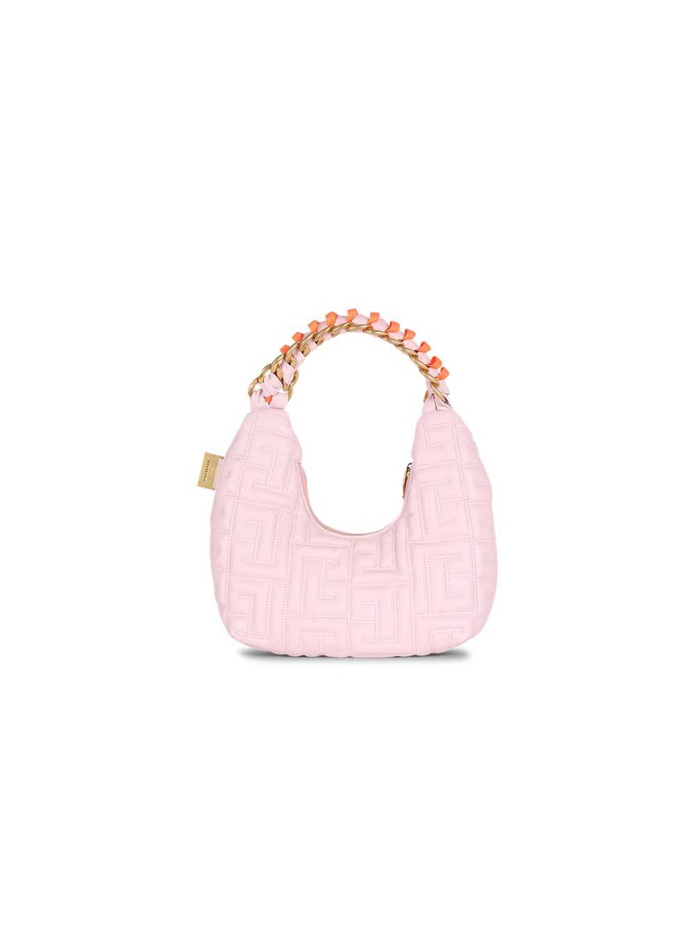 Balmain Quilted Leather Mini Pillow Hobo Bag Pink | KXYNPSJ-82