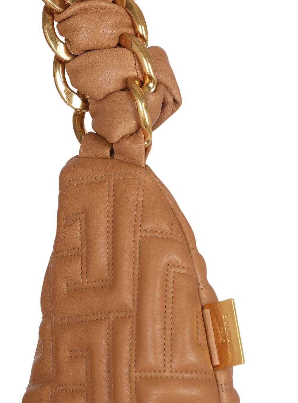 Balmain Quilted Leather Pillow Hobo Bag Beige | EVGPLRT-02