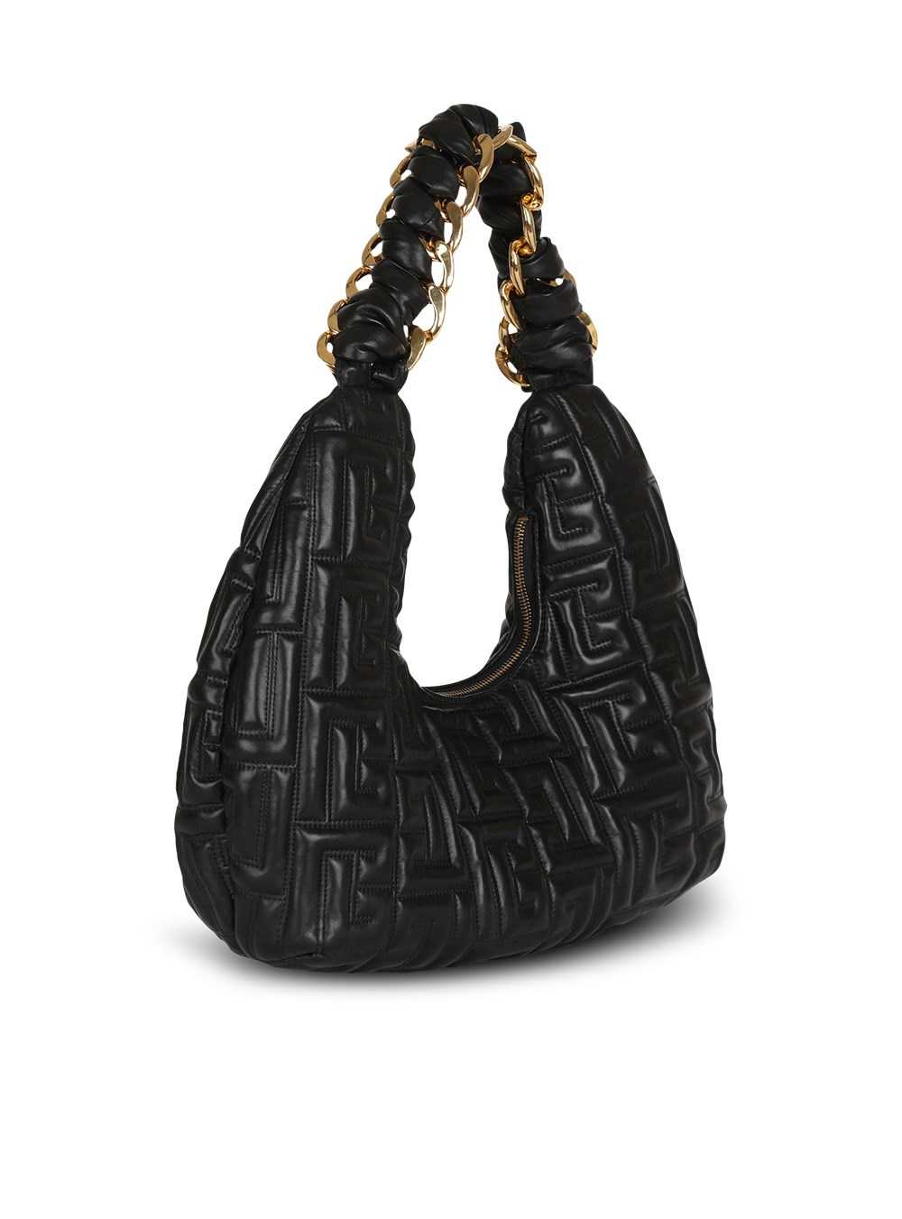 Balmain Quilted Leather Pillow Hobo Bag Black | RSEXJMW-24