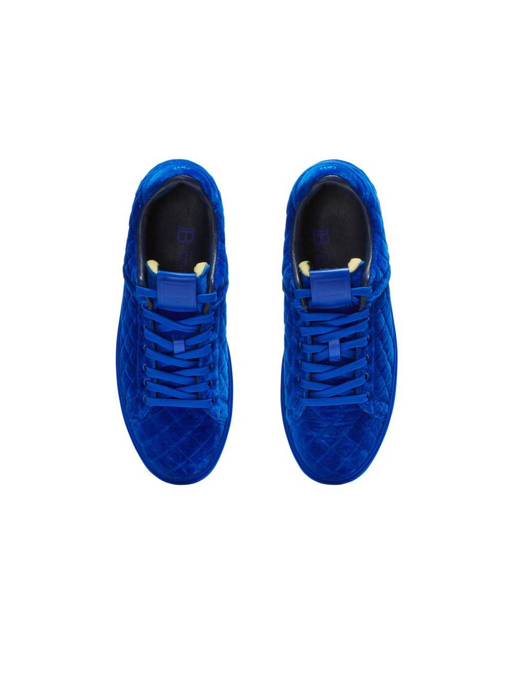 Balmain Quilted Velvet B-court Sneakers Blue | ZJLINGY-74