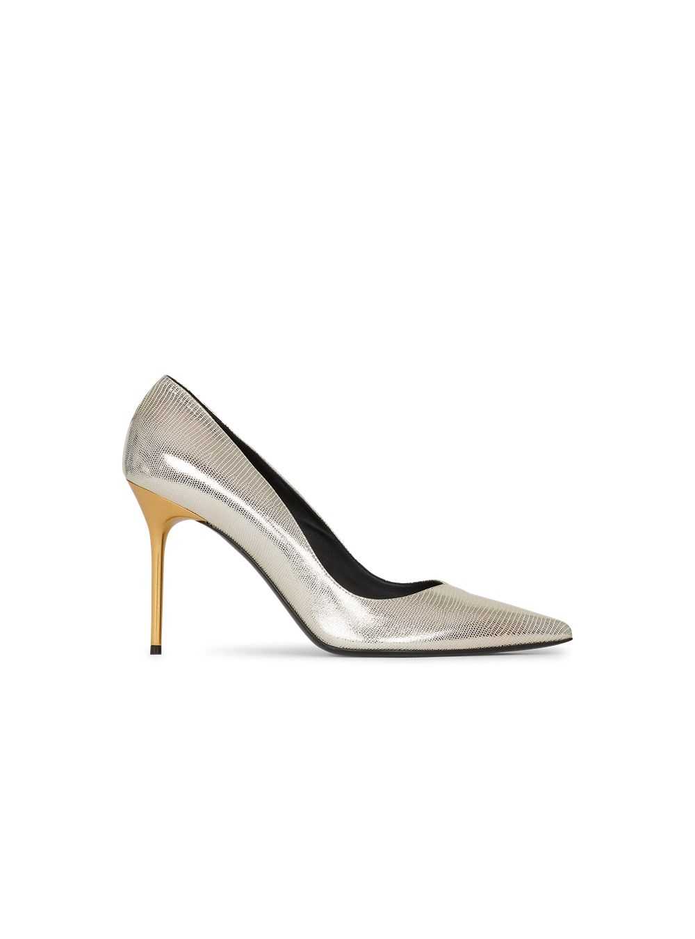 Balmain Reptile-effect Leather Ruby Pumps Gold | AKRVYQZ-34