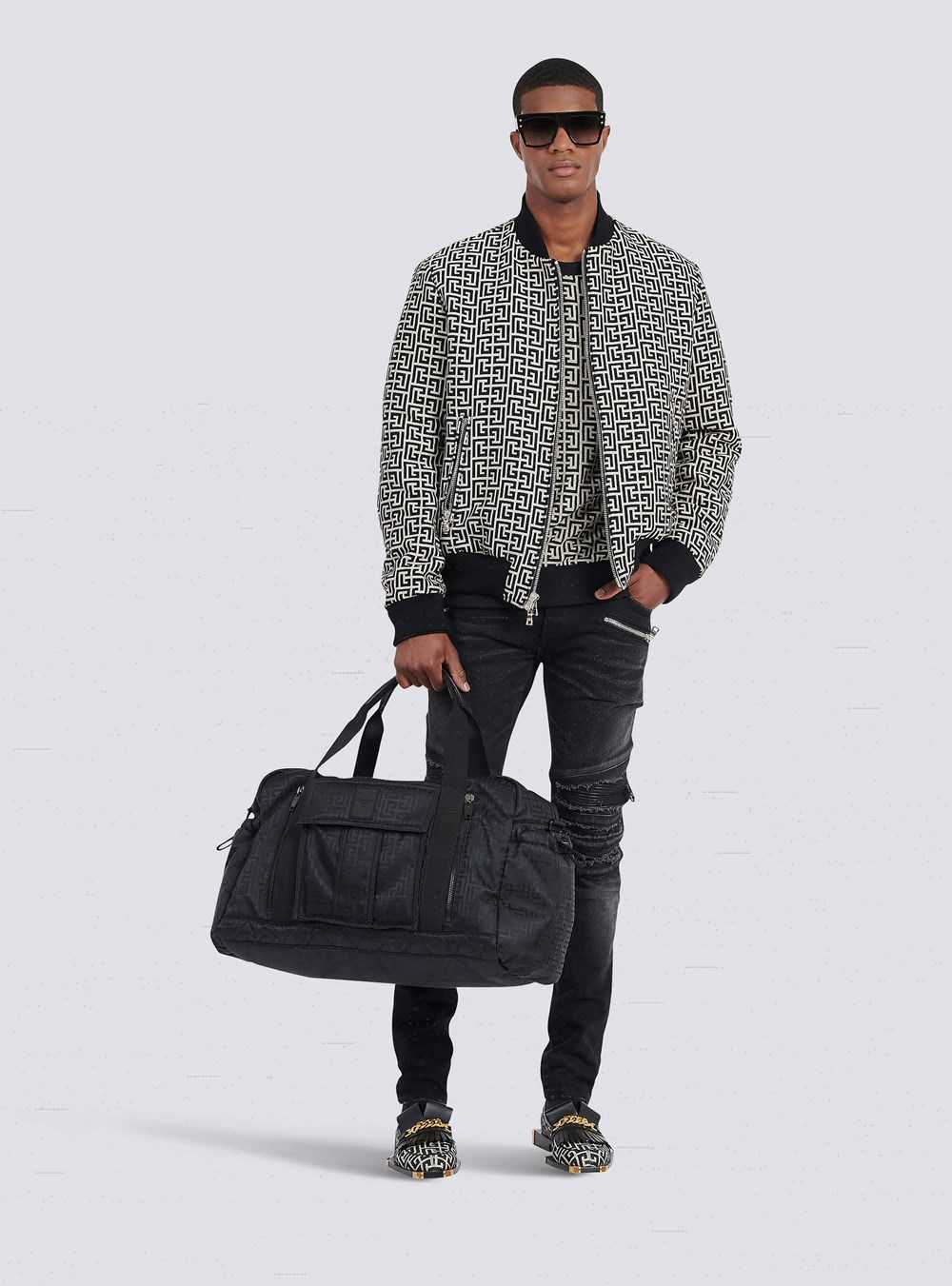 Balmain Reversible Cotton Bomber Jacket With Balmain Monogram Black | OUHVQZP-90