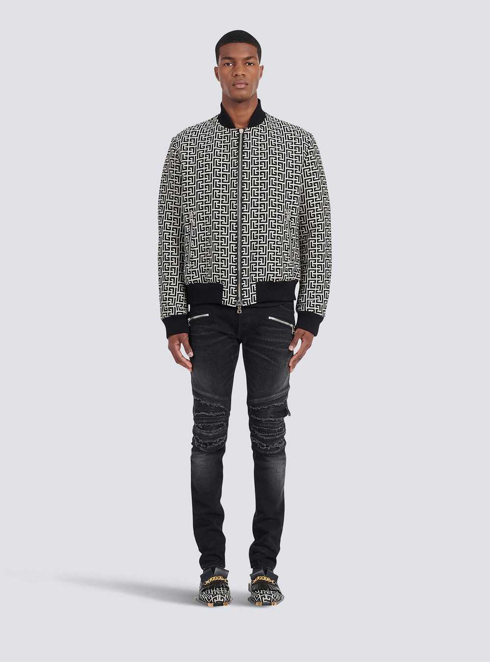 Balmain Reversible Cotton Bomber Jacket With Balmain Monogram Black | OUHVQZP-90