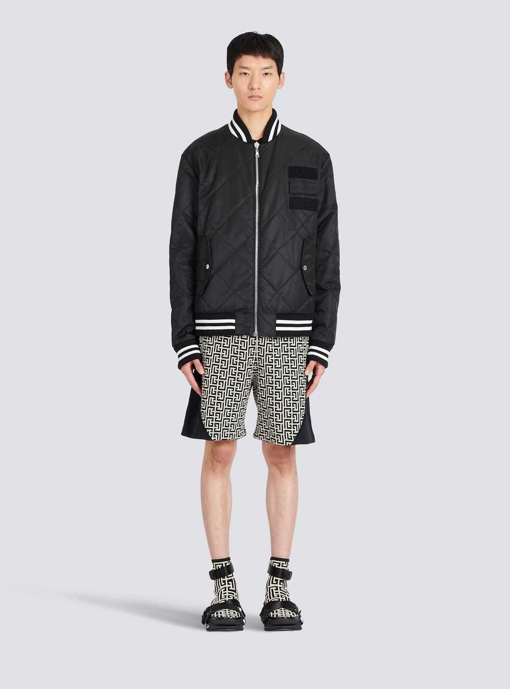 Balmain Reversible Nylon Bomber Jacket With Maxi Monogram Black | FMLOBSA-68