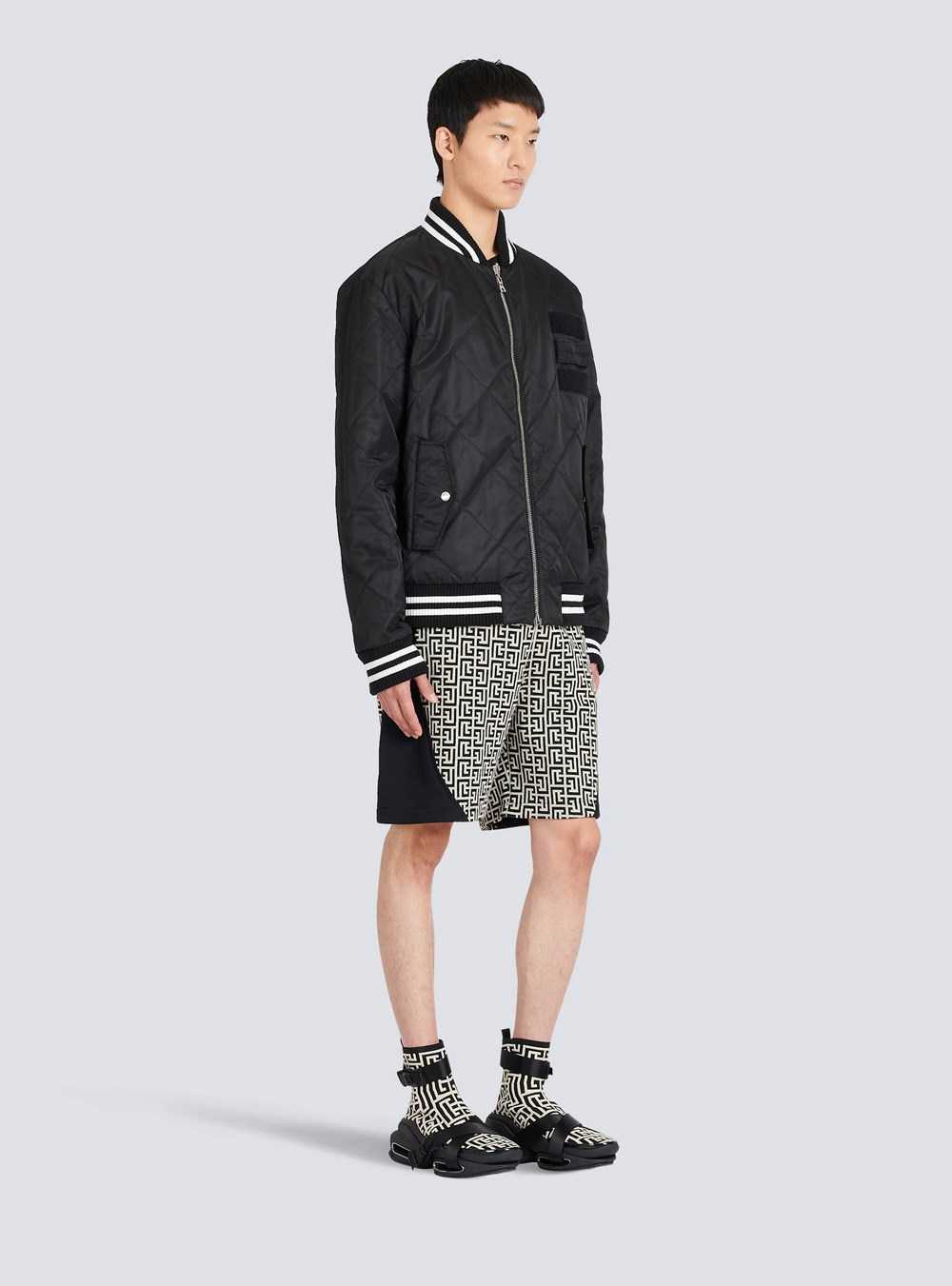 Balmain Reversible Nylon Bomber Jacket With Maxi Monogram Black | FMLOBSA-68