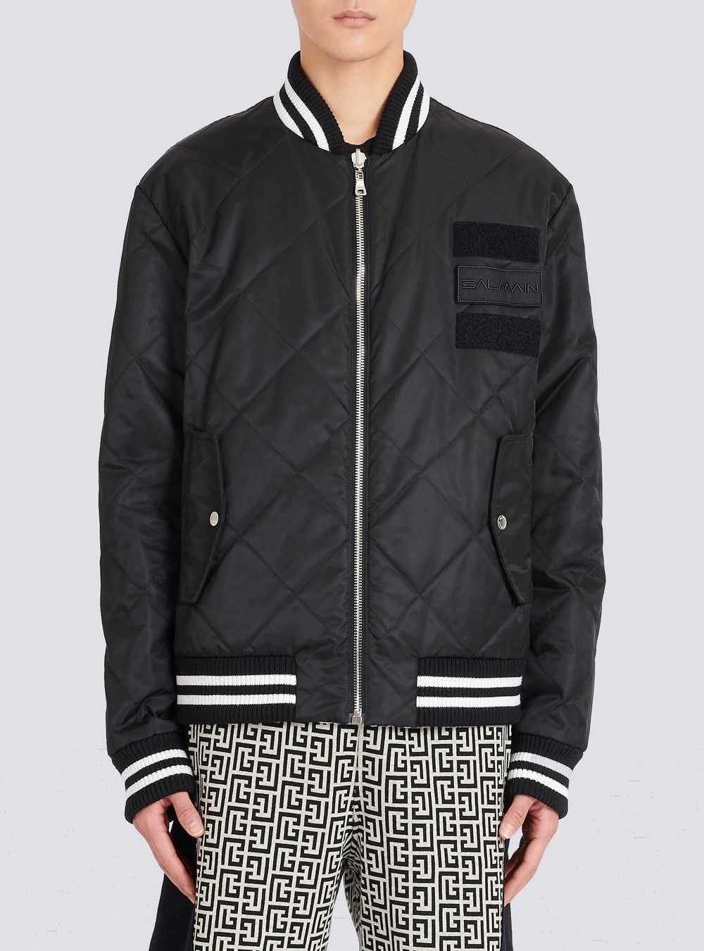 Balmain Reversible Nylon Bomber Jacket With Maxi Monogram Black | FMLOBSA-68