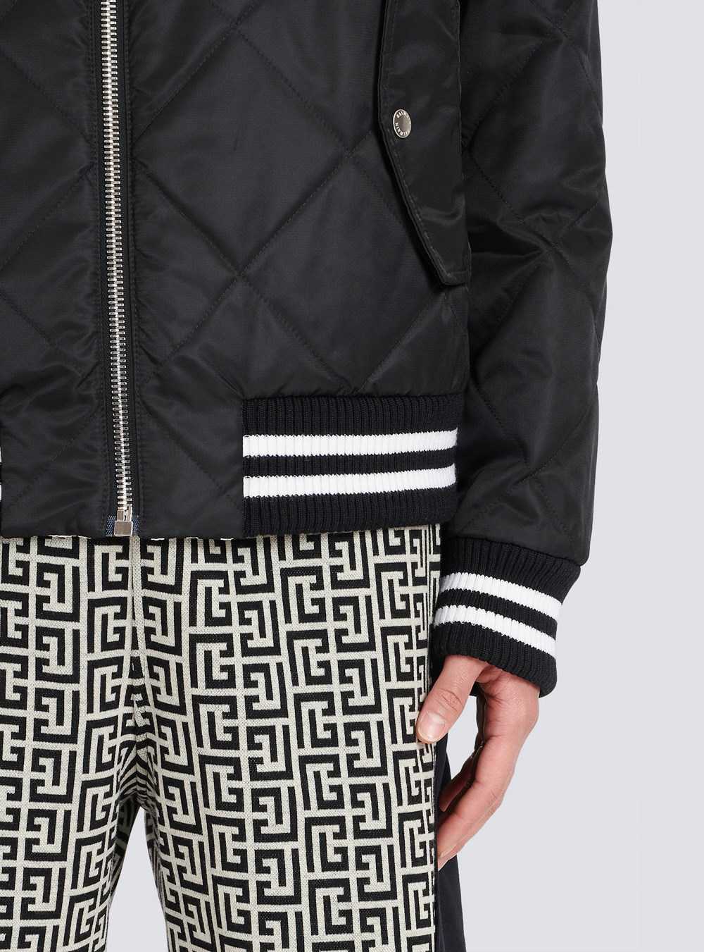 Balmain Reversible Nylon Bomber Jacket With Maxi Monogram Black | FMLOBSA-68