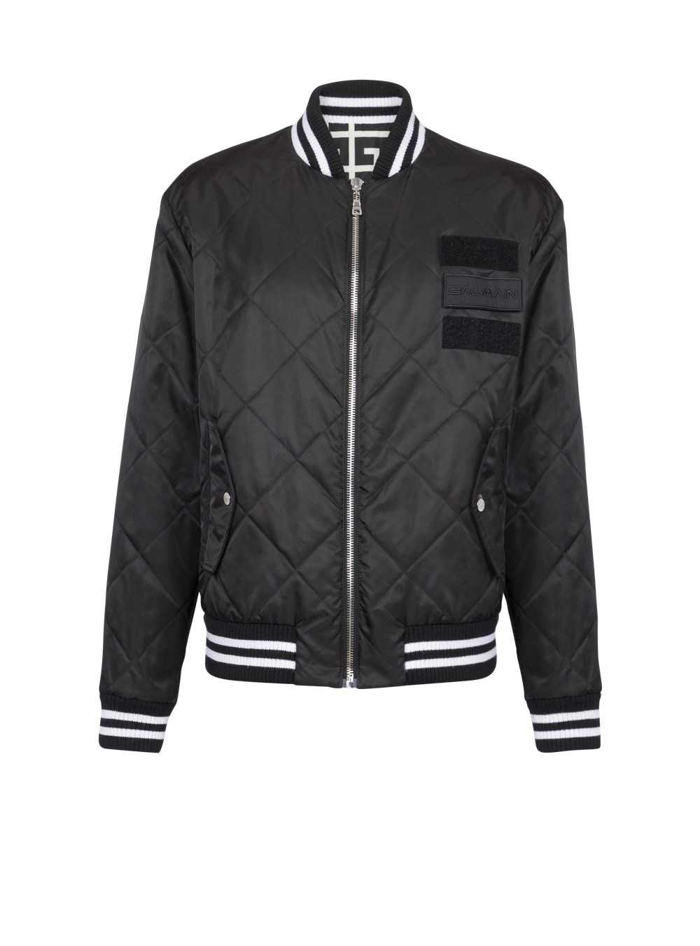 Balmain Reversible Nylon Bomber Jacket With Maxi Monogram Black | FMLOBSA-68