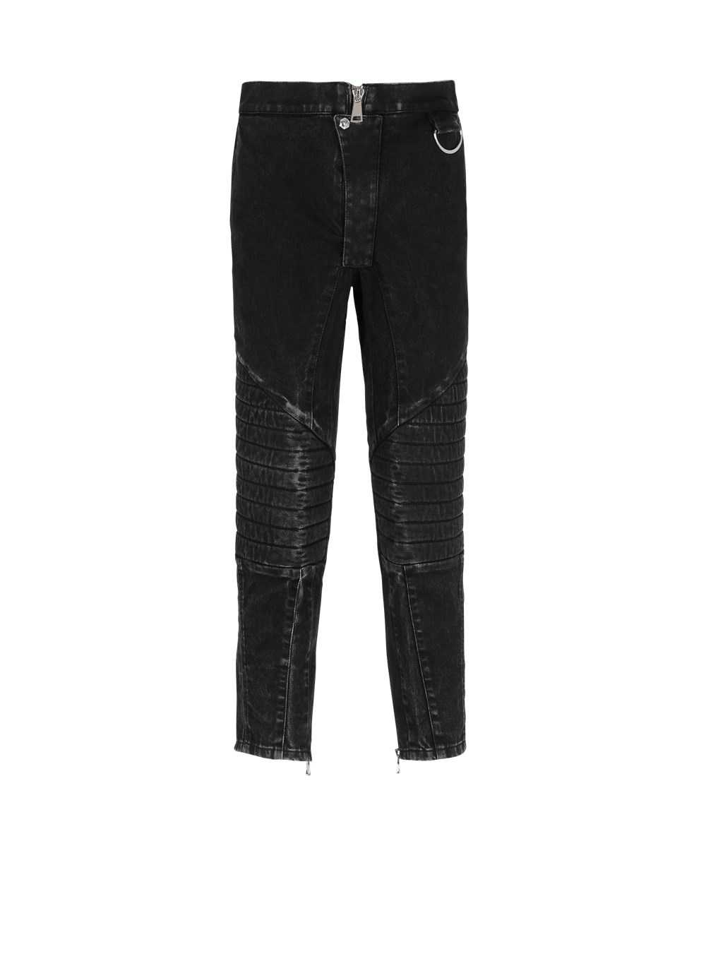 Balmain Ribbed Cotton Slim-fit Jeans Black | CXRHFEG-59