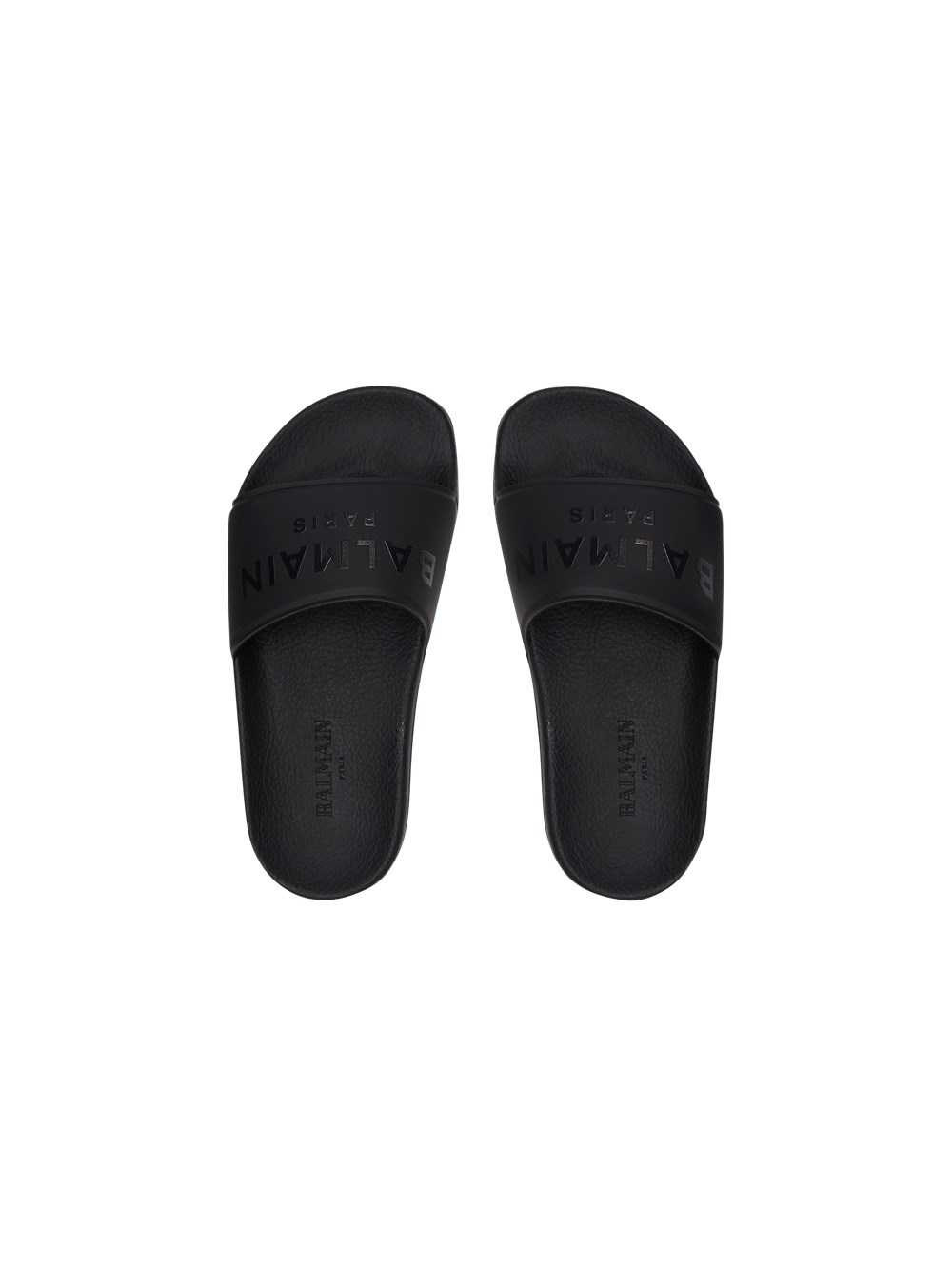 Balmain Sandals Embossed With White Balmain Logo Black | KNOARHE-53