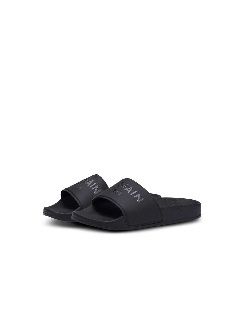 Balmain Sandals Embossed With White Balmain Logo Black | KNOARHE-53