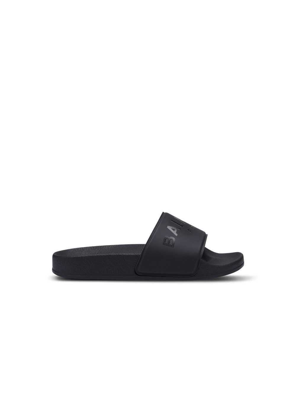 Balmain Sandals Embossed With White Balmain Logo Black | PVRMYTG-83