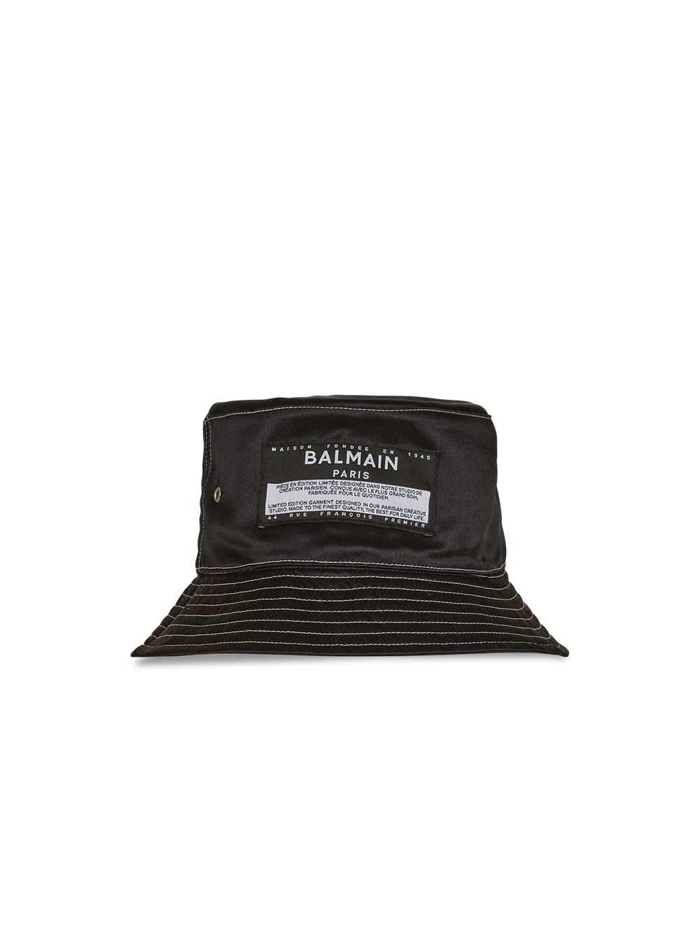 Balmain Satin Bucket Hat With Balmain Logo Black | XJSTWNF-14