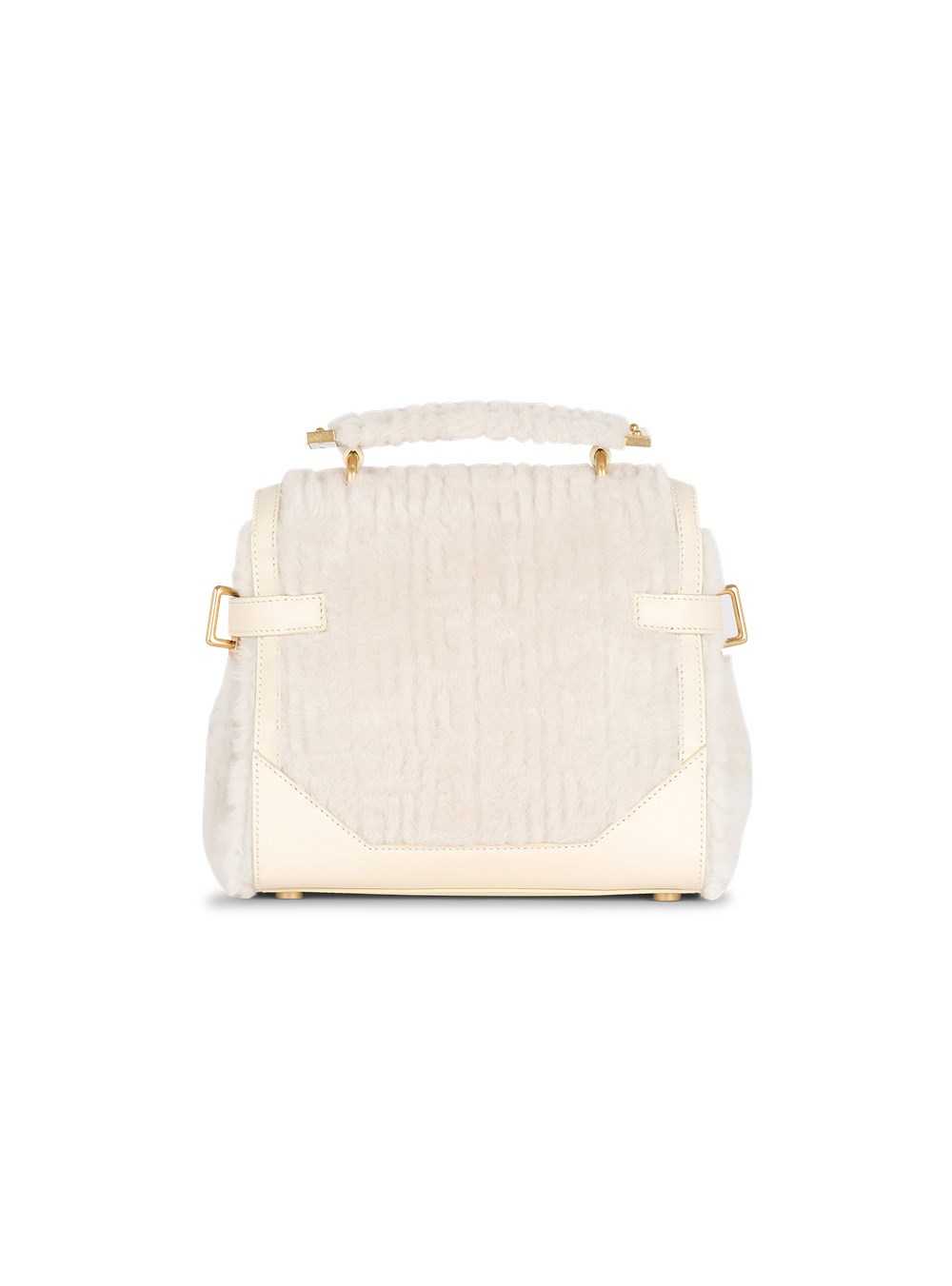 Balmain Shearling B-buzz 23 Bag Beige | BWTNVJL-35