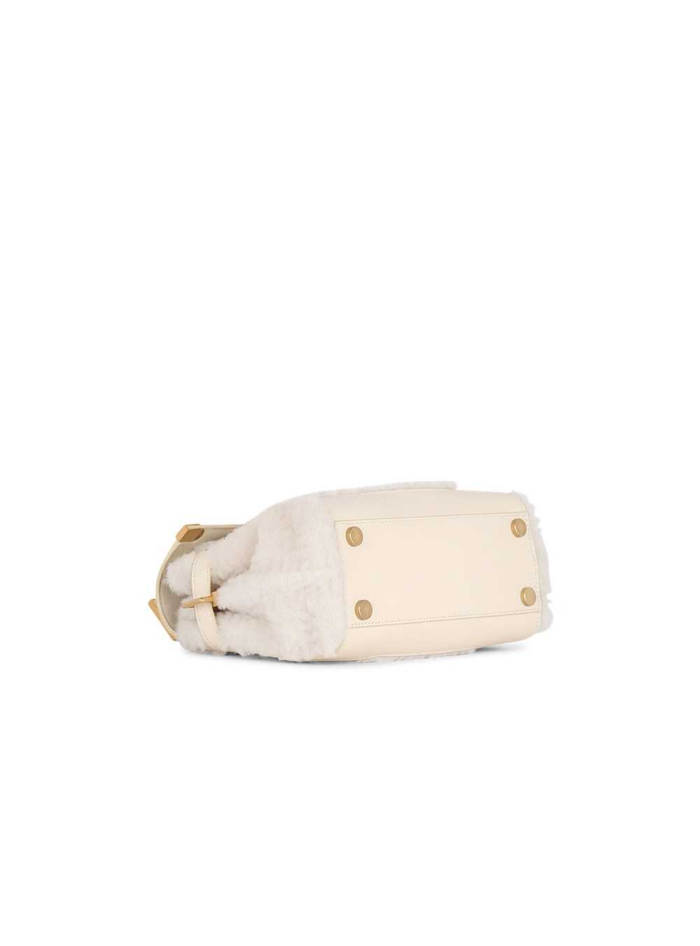 Balmain Shearling B-buzz 23 Bag Beige | BWTNVJL-35