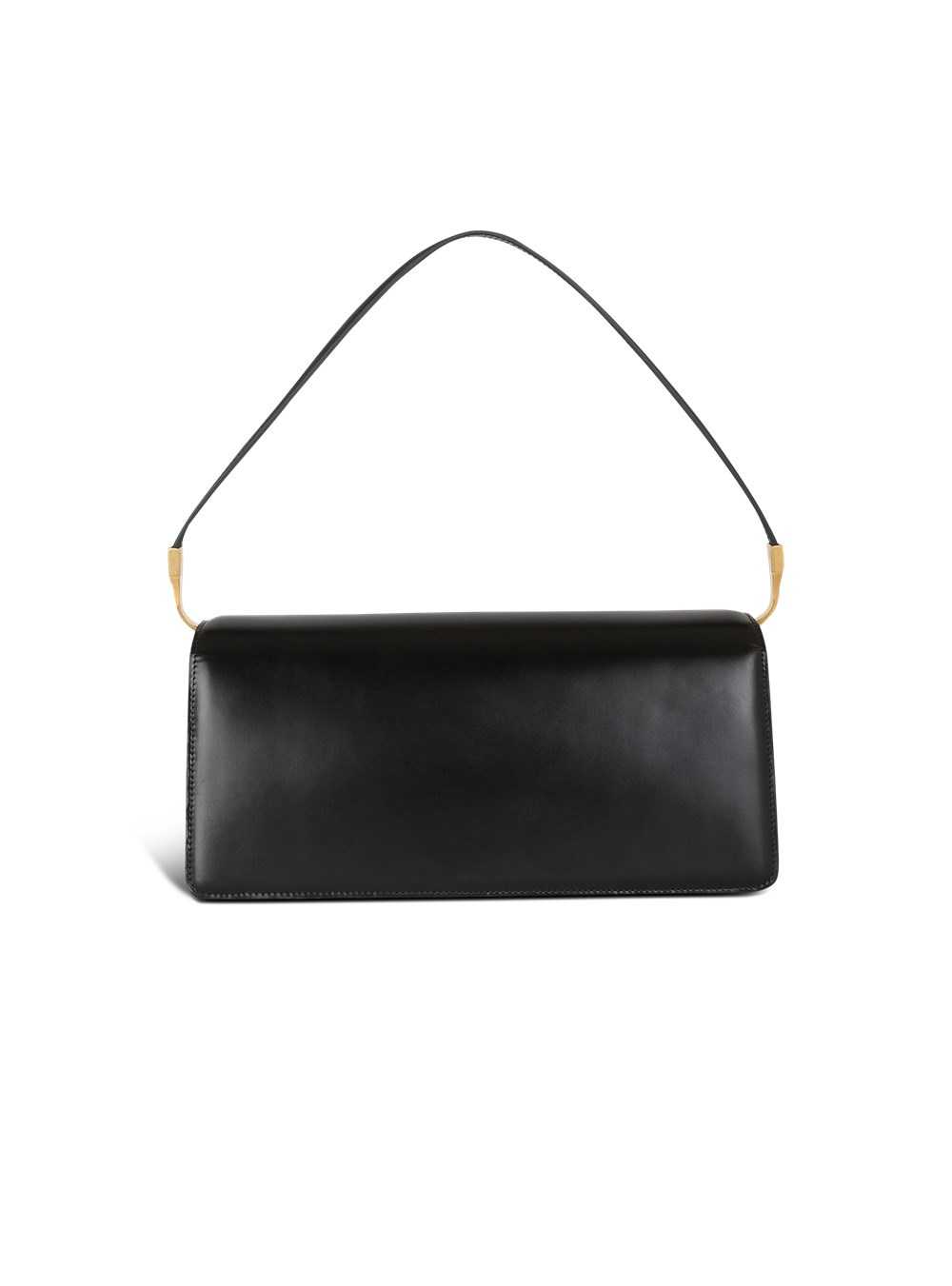 Balmain Shiny Smooth Leather Ely Clutch Bag Black | XAZCIMD-97