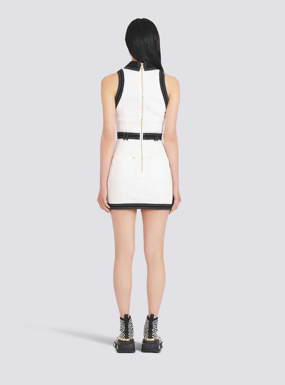 Balmain Short Buttoned Denim Dress White | NUCYIHD-19