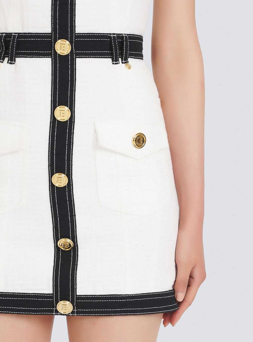 Balmain Short Buttoned Denim Dress White | NUCYIHD-19