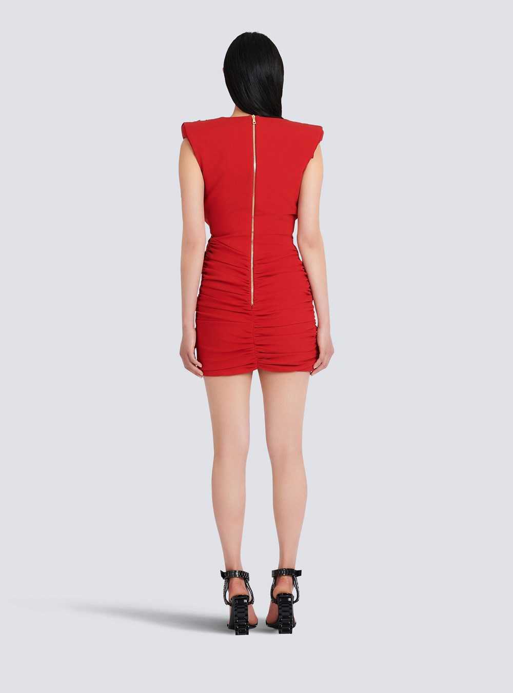 Balmain Short Draped Jersey Dress Red | XOMDJNG-95