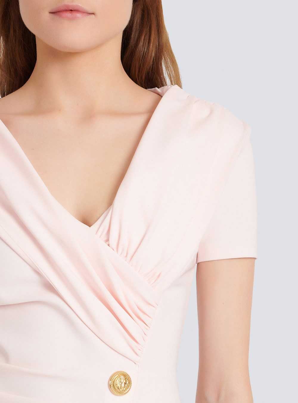 Balmain Short Draped Jersey Off-the-shoulder Dress Pink | TARSOWD-10