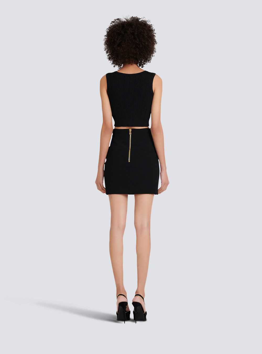 Balmain Short Eco-designed Crepe Skirt Black | RTUPLXY-90