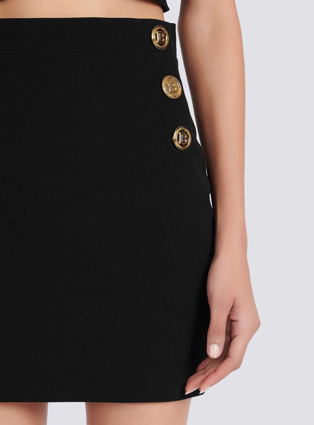 Balmain Short Eco-designed Crepe Skirt Black | RTUPLXY-90