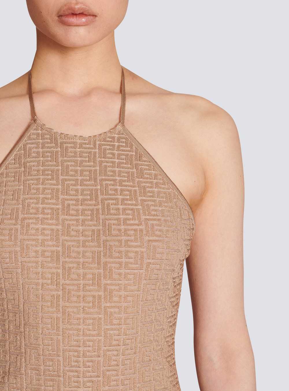 Balmain Short Eco-designed Knit Dress Beige | RJZMSQB-84