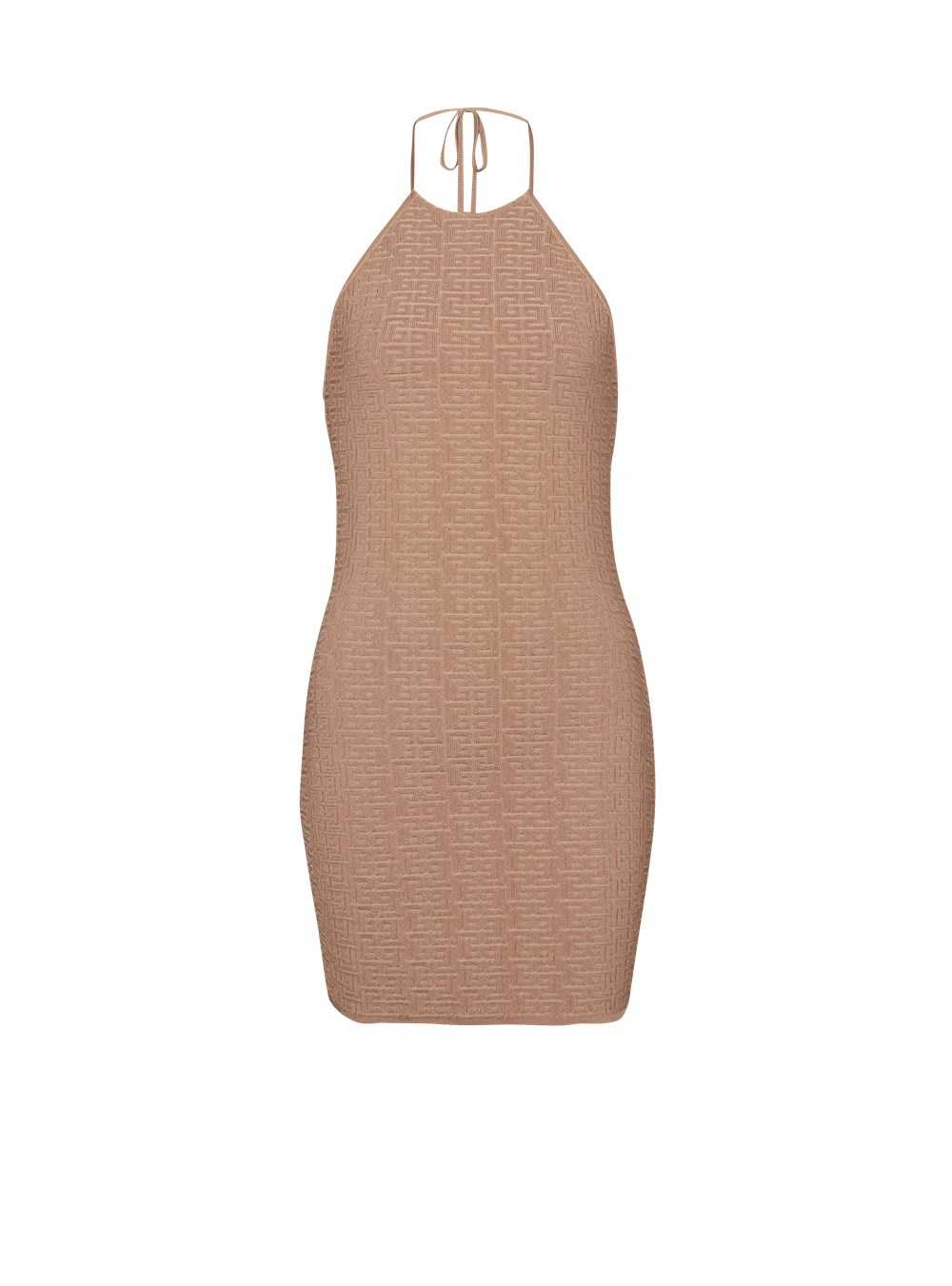 Balmain Short Eco-designed Knit Dress Beige | RJZMSQB-84