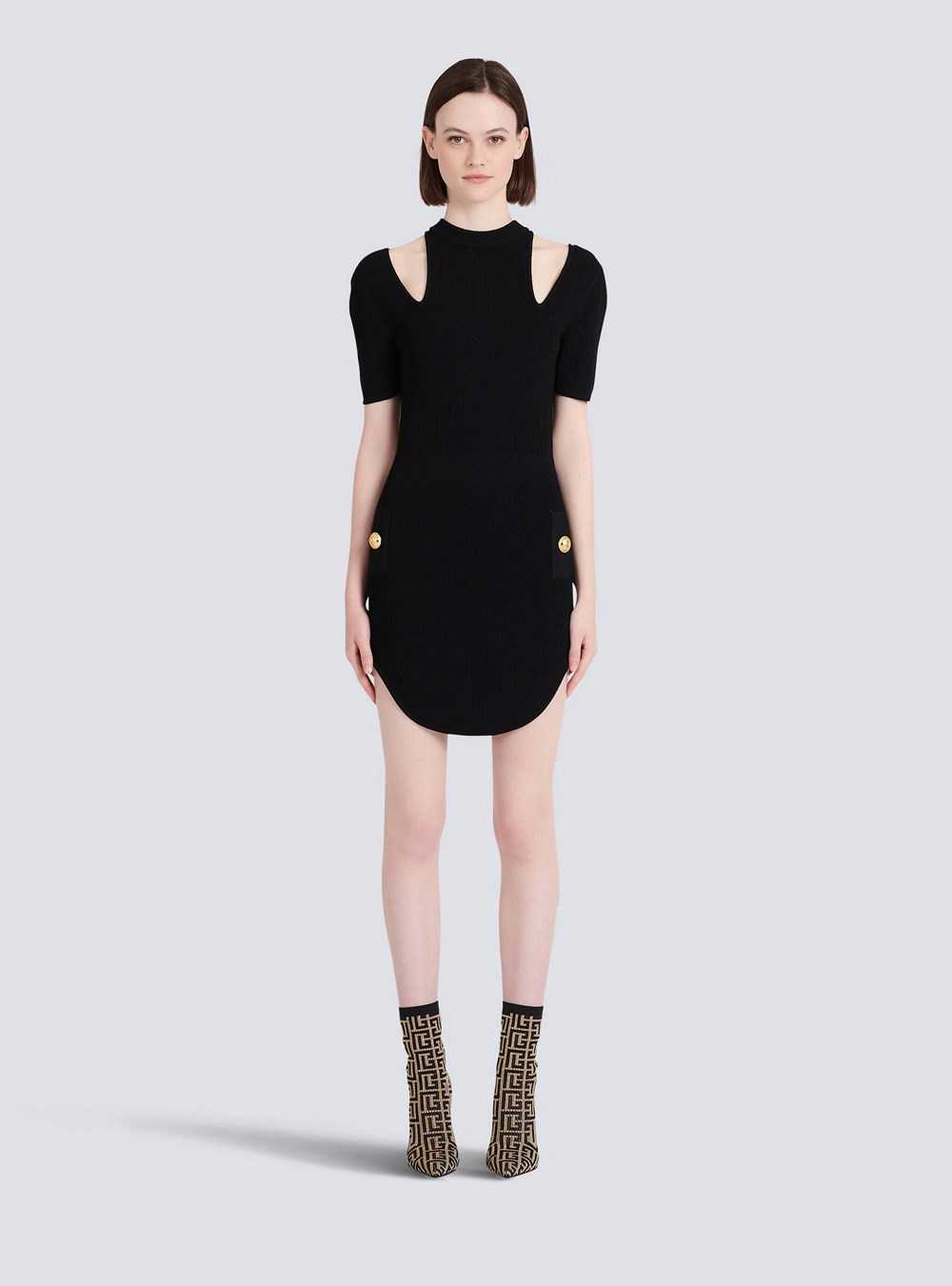 Balmain Short Eco-designed Knit Dress Black | UTDQMVF-85