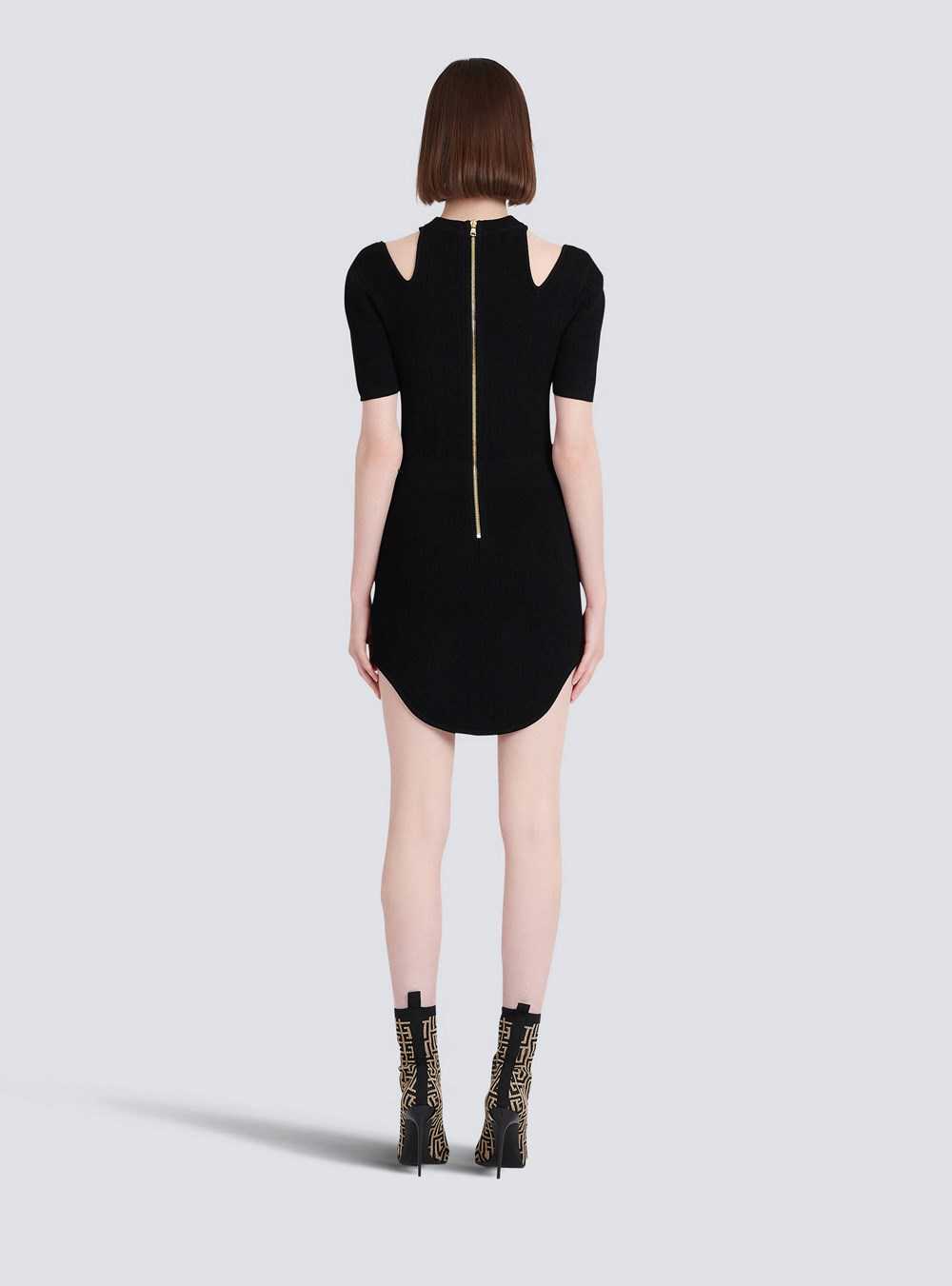 Balmain Short Eco-designed Knit Dress Black | UTDQMVF-85