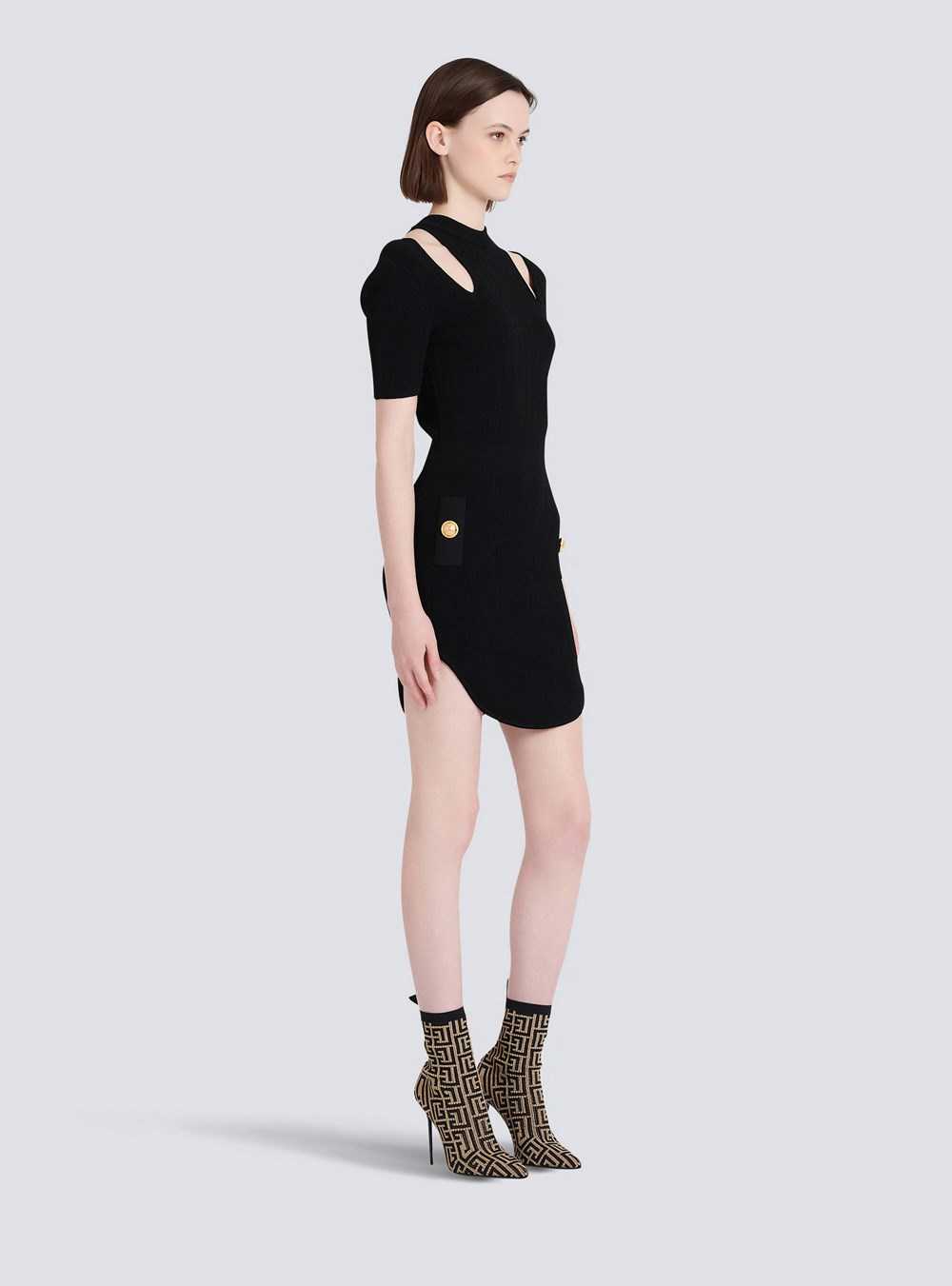 Balmain Short Eco-designed Knit Dress Black | UTDQMVF-85