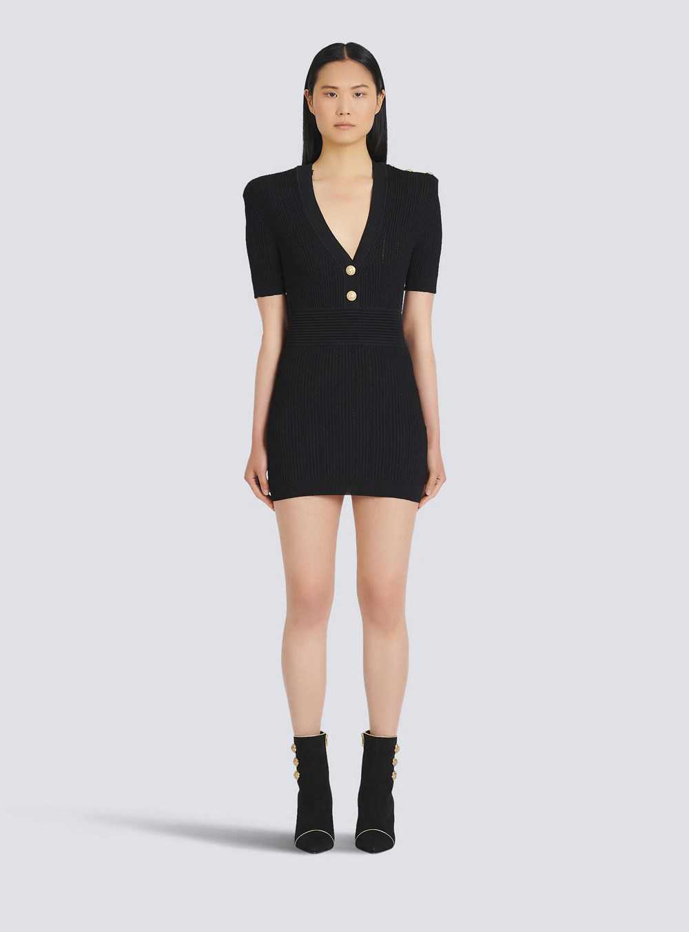 Balmain Short Eco-designed Knit Dress Black | XTEDGJB-12