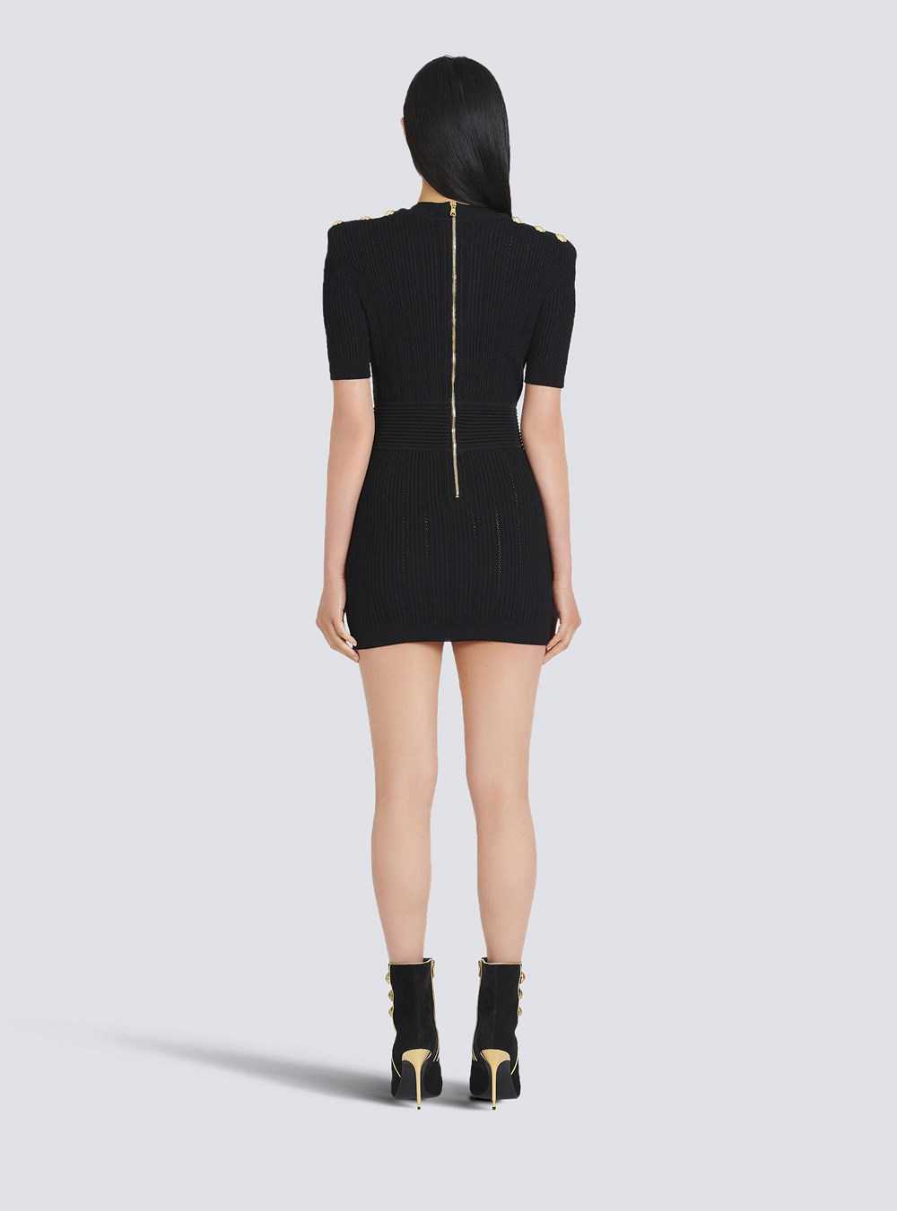 Balmain Short Eco-designed Knit Dress Black | XTEDGJB-12