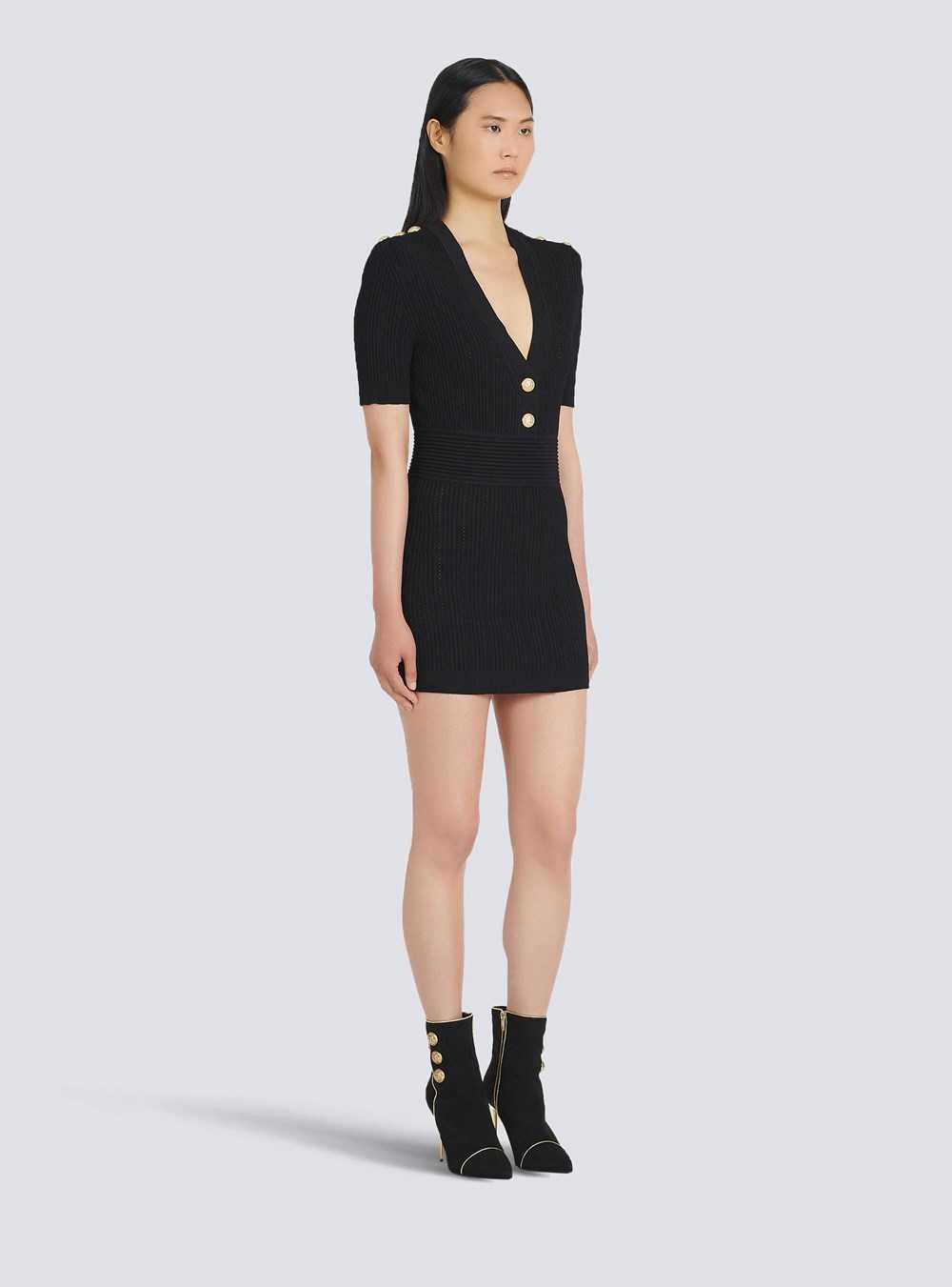 Balmain Short Eco-designed Knit Dress Black | XTEDGJB-12