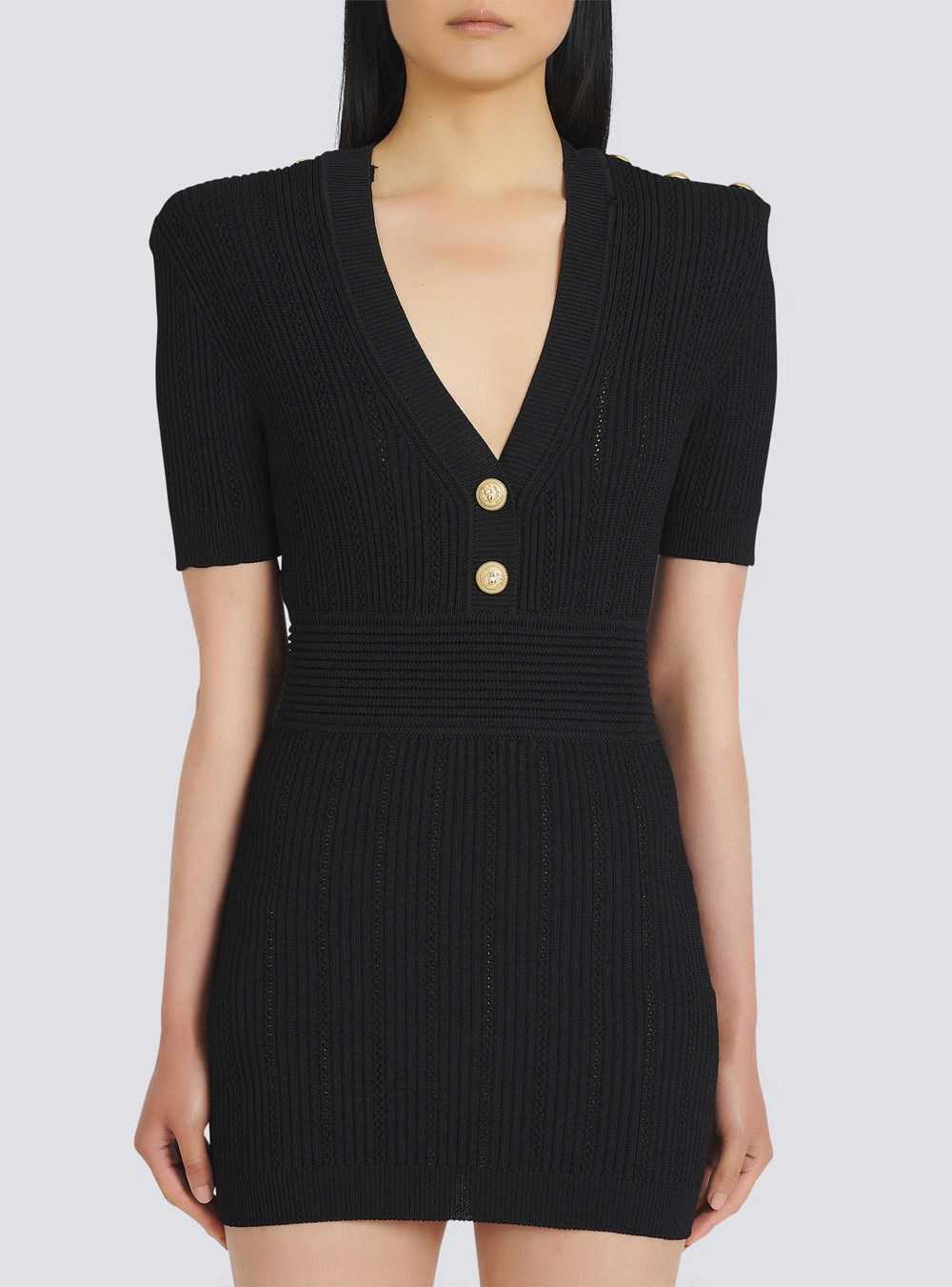 Balmain Short Eco-designed Knit Dress Black | XTEDGJB-12